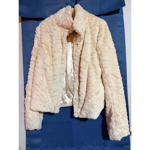 Women’s Bongo Natural Faux Fur Vintage Luxe Teddy Jacket Size Large